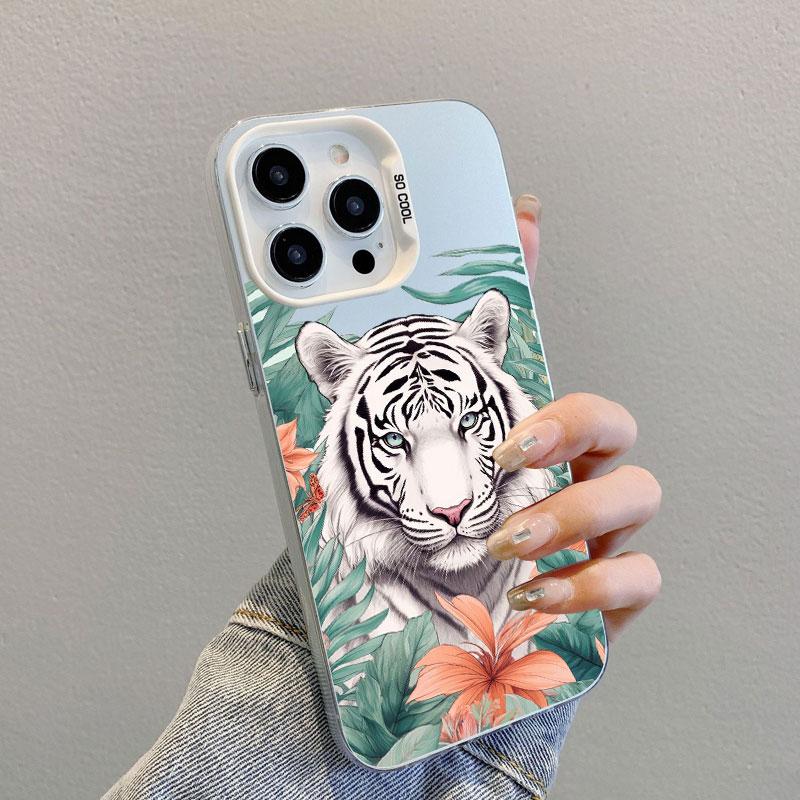 Жестокий Зверь Узор Белого Тигра Лазерный Чехол Для Телефона Для iPhone 11 12 13 Mini Pro Max 16 15 14 Plus Pro Max Задняя Крышка Coque Fundas