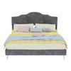 Modern minimalist soft bed, comfortable and soft headboard, 160*200CM, gray, low box bed frame does not include gas rod, does not include mattress.