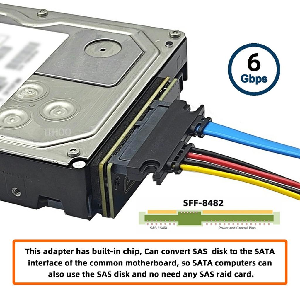 SF-090-SATA SFF-8482 SAS 29Pin к 7+15 22Pin SATA Адаптер RAID для жесткого диска с чипсетом