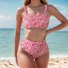 Женский купальник, маленький цветочный сексуальный бикини с открытой спиной и высокой талией, пляжная одежда, купальные костюмы