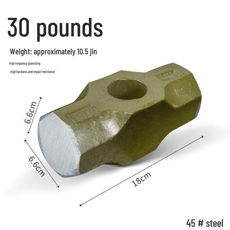 Сверхпрочный большой кувалда: Взрывозащищенный стальной молоток каменщика, восьмигранный, с ручкой, для колки камня и стен.