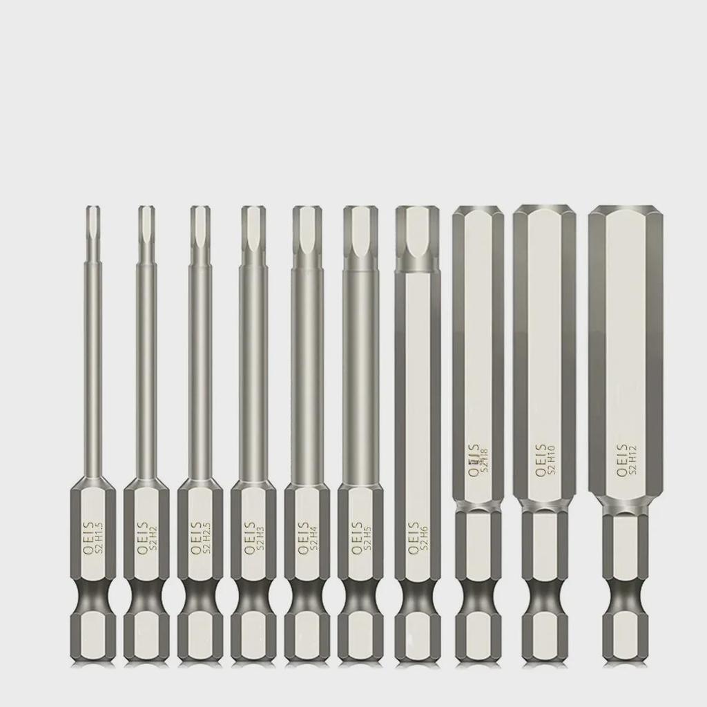 Головка пневматической отвертки шестигранная из закаленной стали S2 1/4", с гальваническим покрытием, устойчивая к ржавчине