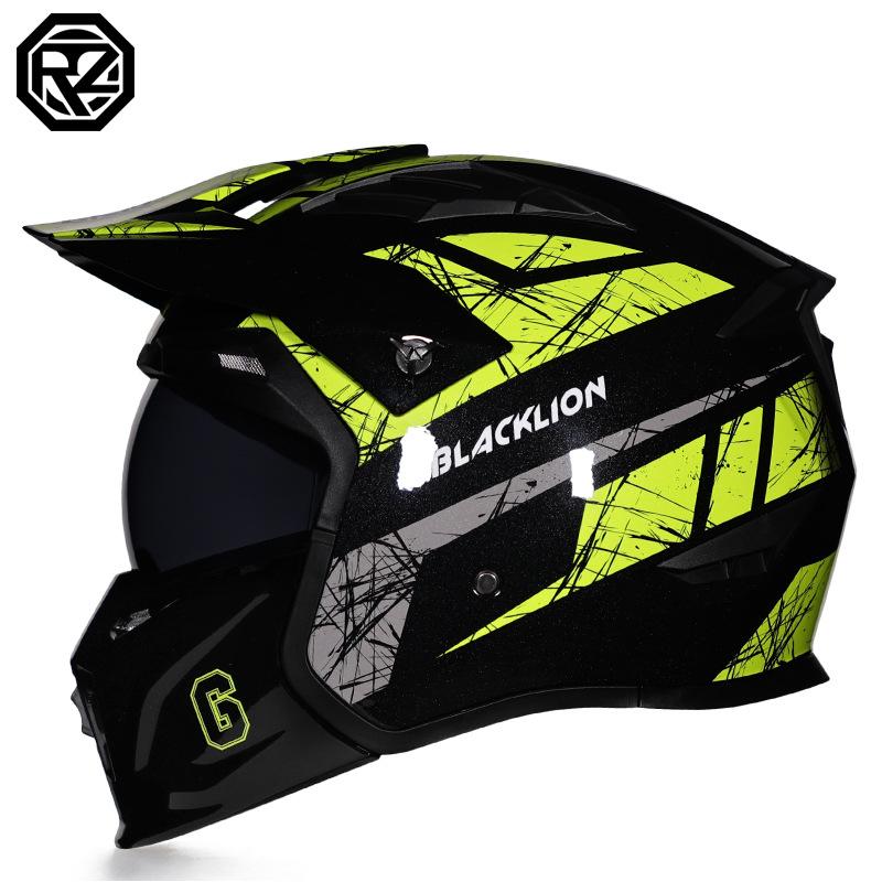 Мотоциклетный шлем, мужской ретро-комбинированный шлем, полный шлем, полушлем, ретро-шлем, разборный комбинированный шлем