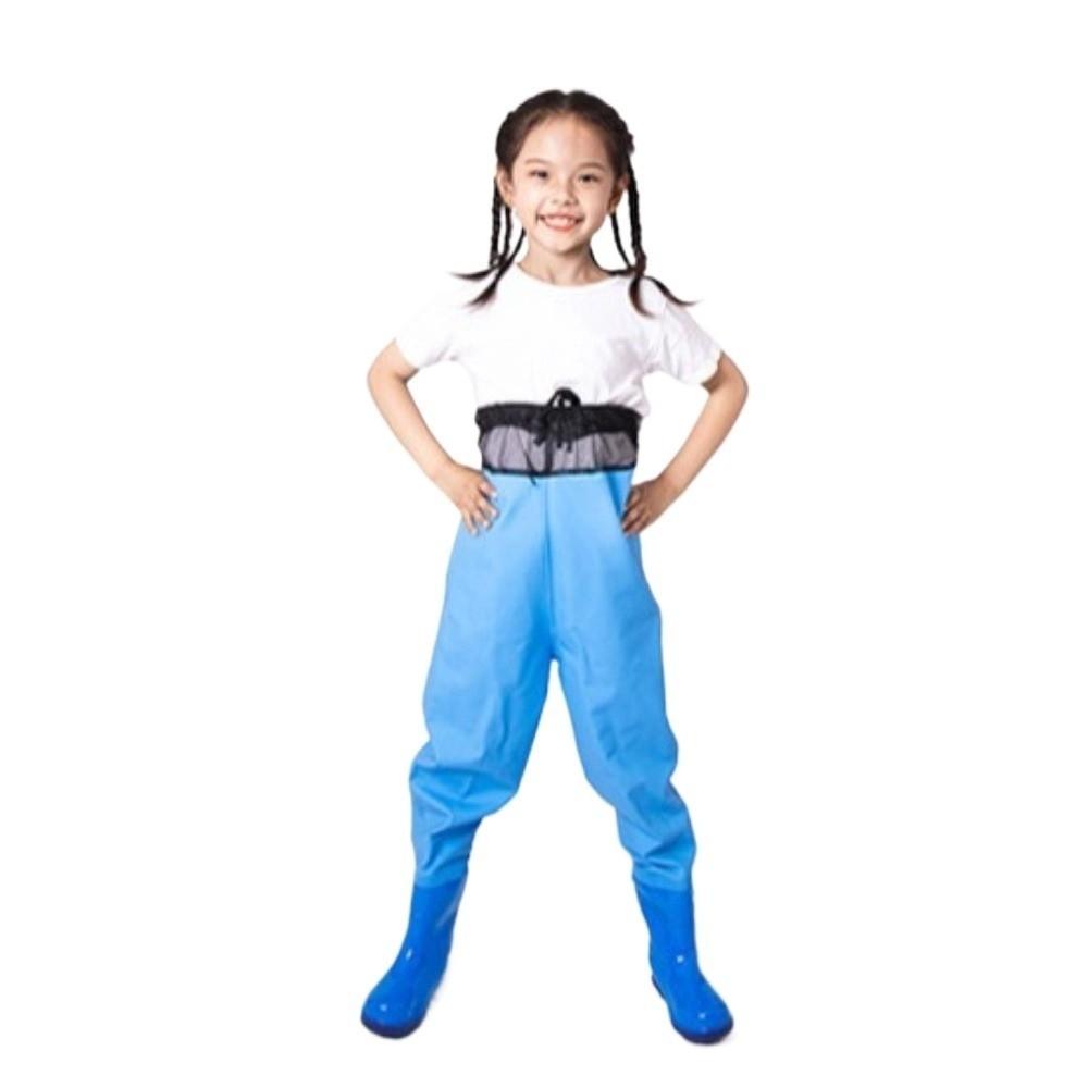 PVC Children Rain Pants Boots Half-Body Pants with Rain Boots Children Raincoat Jumpsuit Fishing