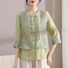 Silk Top Embroidery Fashionable Buttoned Chinese Style Shirt
