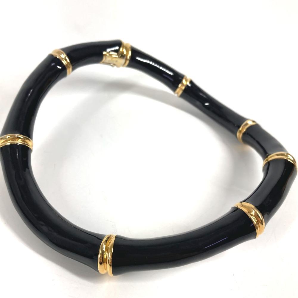 GUCCI 830377 25SS Bamboo Logo Choker Accessory Jewelry Necklace Black/Gold