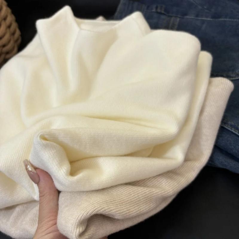 Повседневная водолазка с длинными рукавами, трикотажная базовая рубашка, женская зимняя осенняя однотонная тонкая теплая кофта в корейском стиле, простые топы, нижнее белье