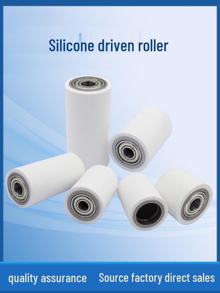 60° Soft Silicone Roller with Double Bearing: High-Temp Resistant Shock Absorbing Rubber Coated Wheel