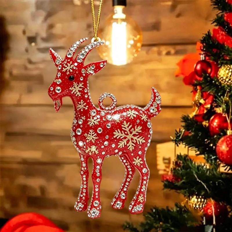 Блестящий подвесной ornament Коза 2D Плоский Акриловый Искусственный Стразы Подвеска для Декора Хэллоуина Аксессуар для Костюма Подарок
