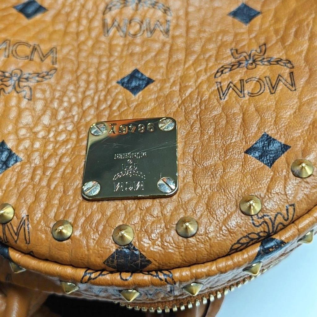 [Pre-Owned] Studded Monogram Print Faux Leather Mini Backpack - Good #1RTZ1QD