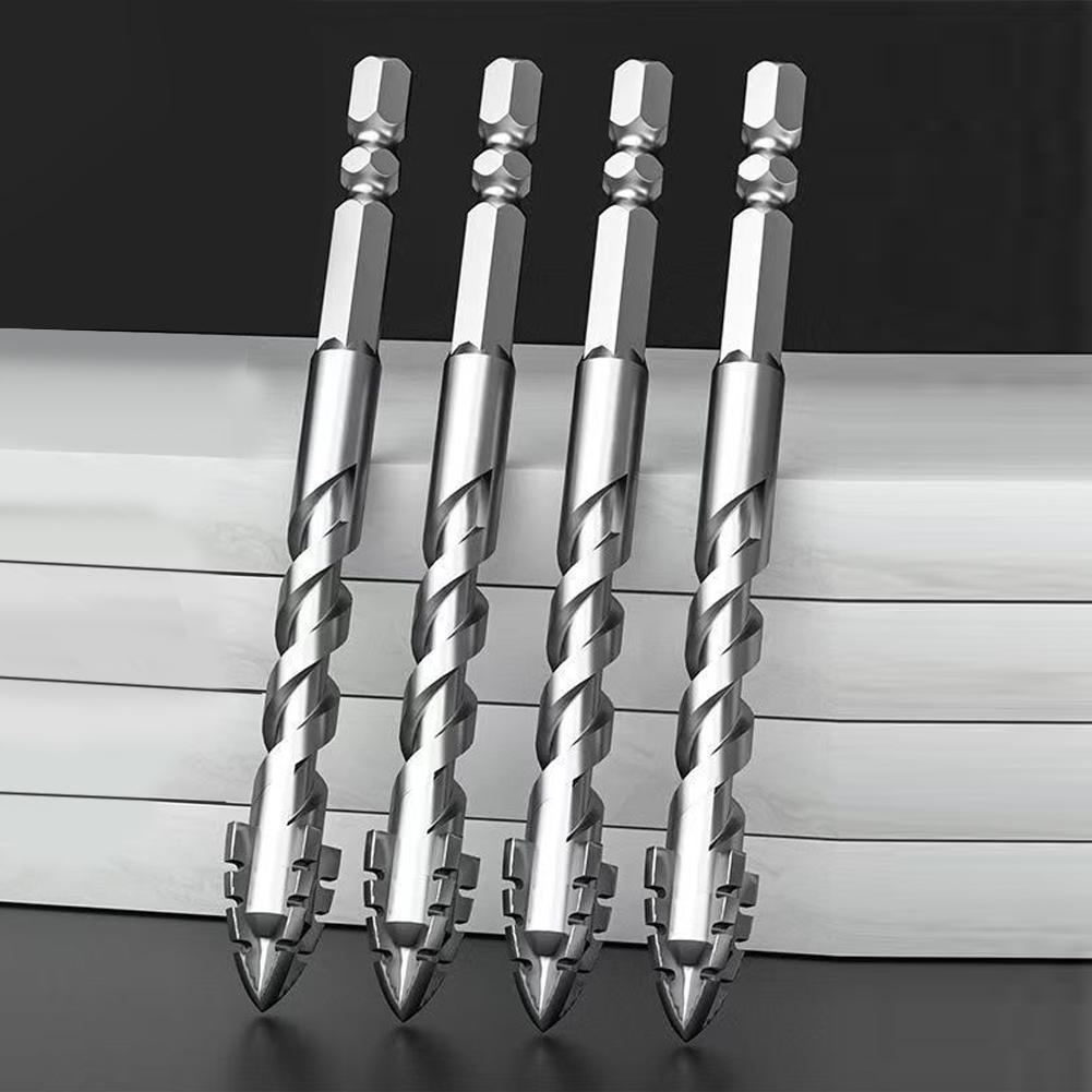 6PCS 4-Blade Saw Tooth Eccentric Drill Bit Hard Alloy Eccentric Twist Drill Bit High-Strength Professional Rotary Tool Accessory