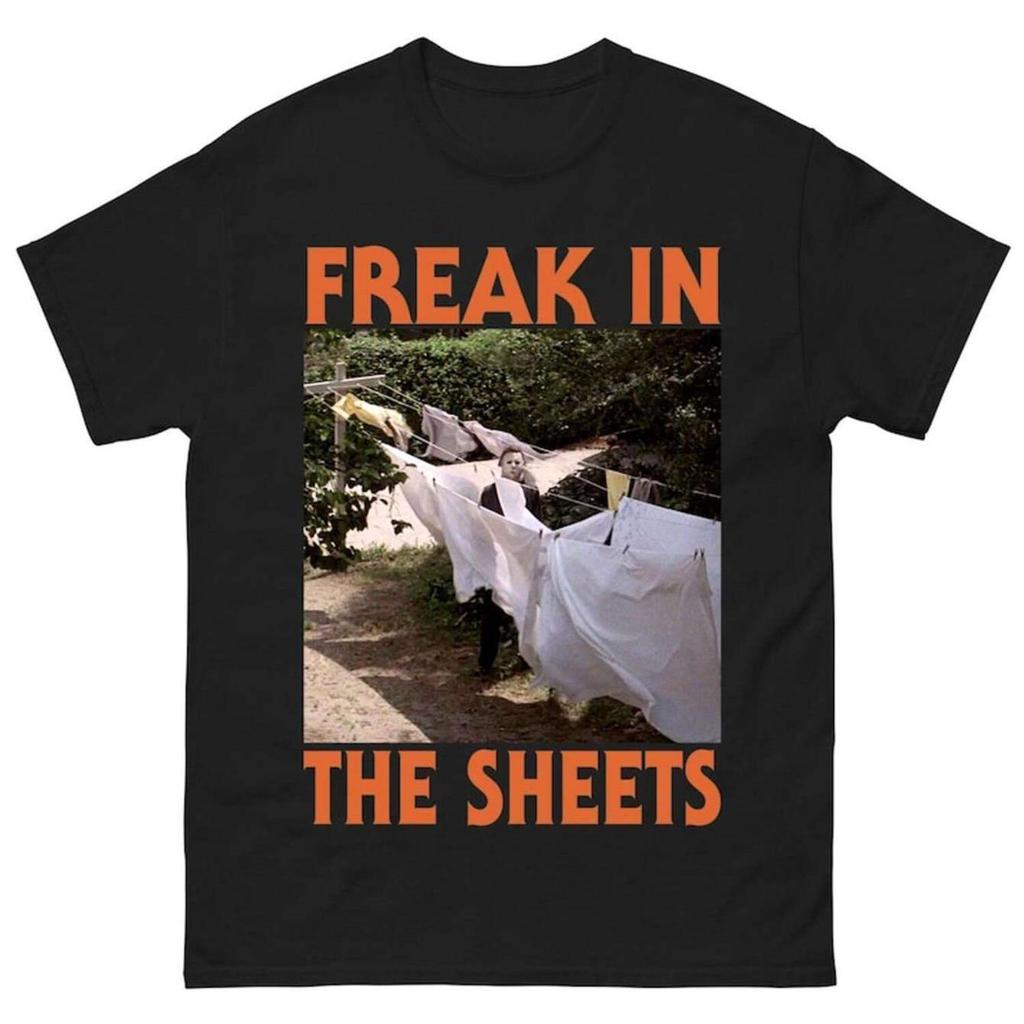 Unisexs Michael Meyers Bed Freak Horror Movie Pattern Tshirt Halloween Creative Black Short Sleeved Shirt