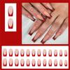 24 шт. Накладные ногти с французским кончиком, полное покрытие, модные, накладные ногти, длинные квадратные, наклейки, глянцевые акриловые ногти для повседневной носки