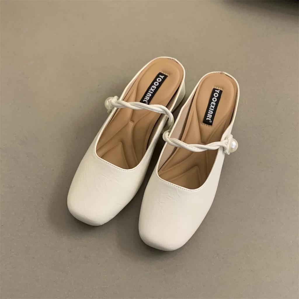 Модные новые женские туфли Мэри Джейн в стиле ретро, дизайнерские туфли на толстом каблуке и мягкой подошве, женские полутапочки, летние уличные туфли для женщин Muller