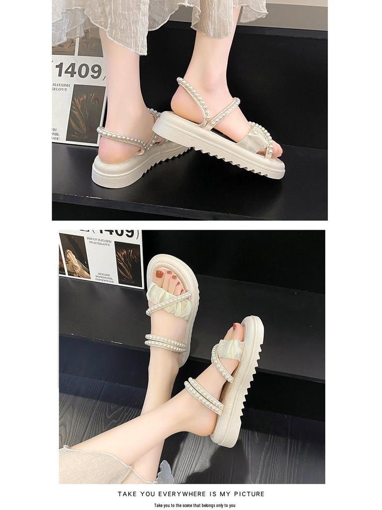 Тенденция 2025 года: Летние жемчужные сандалии и шлепанцы феи на толстой подошве