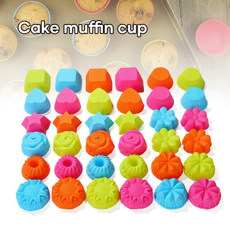 12/24/36Pcs Silicone Molds Cupcake Baking Cups Donut Baking Pan Set Nonstick
