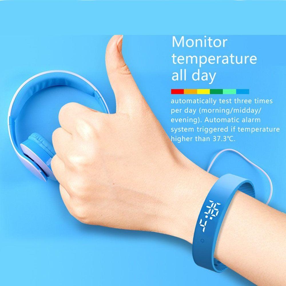 Body Temperature Monitor Silent Wristband Vibration Wake-Up LED Digital Smart Bracelet  School Use