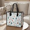 Cute Floral Balloon Printed Tote Bag Casual Large Capacity Portable Canvas Handbag for Daily Shopping Travel Commute