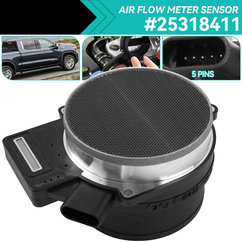 Датчик массового расхода воздуха MAF, 5 контактов для Chevrolet Corvette Silverado Avalanche 1500 Suburban Tahoe GMC Sierra Yukon 25168491