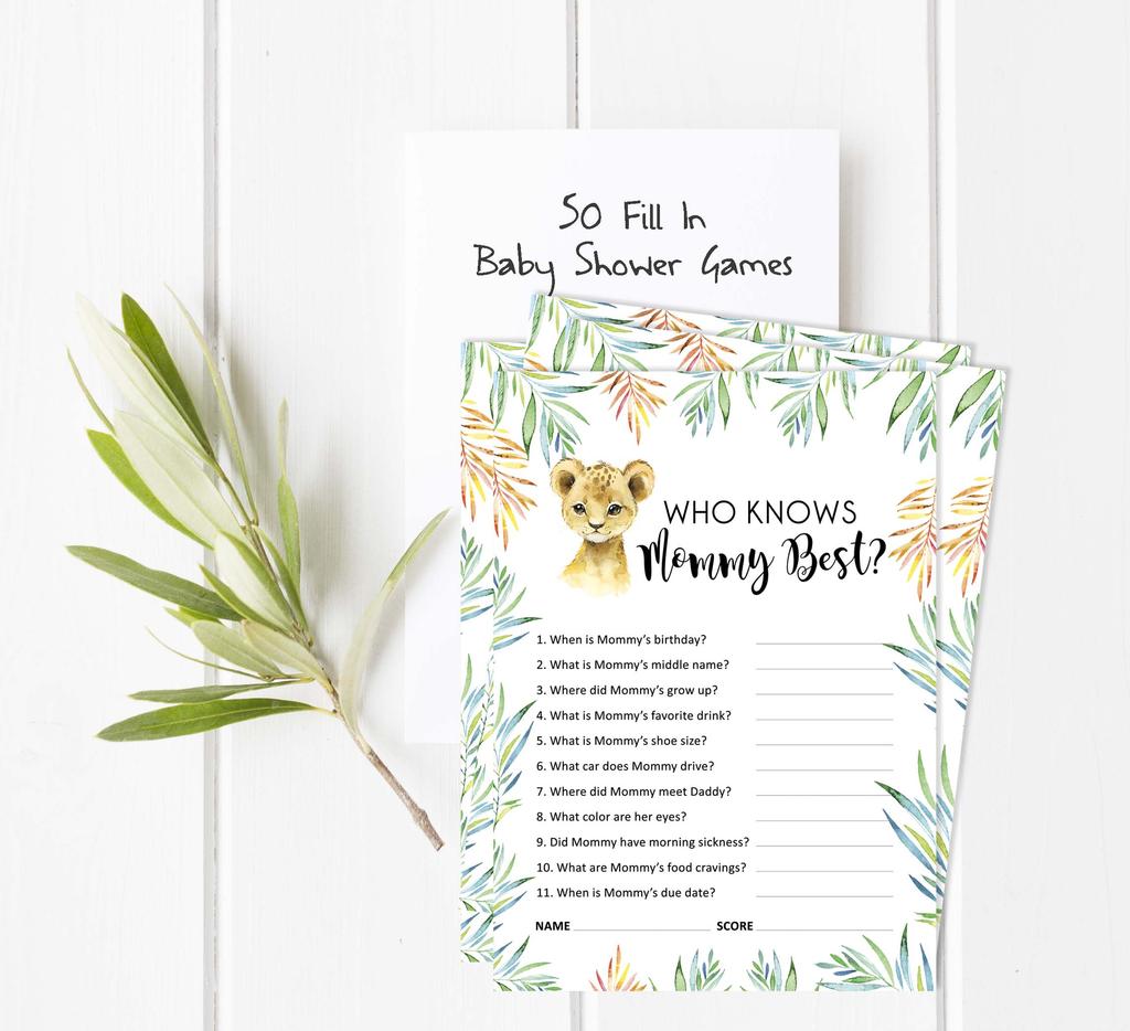 Inkdotpot Игровой набор для детского душа из 50 игр BabyA AlphabetA ABCA для вечеринки Baby Cheetah Jungle Animals