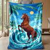 Ocean Horse Adventure 1 Theme blanket Lightweight Warm Flannel Blanket Decorative Throw Blanket for Home Decoration