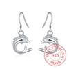 100% 925 Sterling Silver Earring Korean Vintage Simple Dolphin Long Dangle Earrings For Women Engagement Wedding Jewelry
