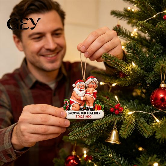 Festive Tree Pendant Set Wooden Christmas Hanging Ornaments, Funny Santa Claus with Holiday Decor Rope for Home and Party Supplies Durable Xmas