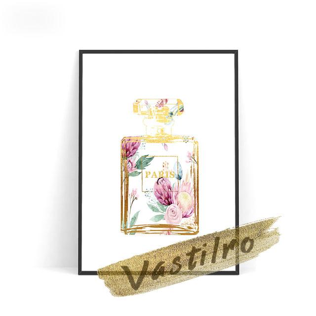 Акварельные цветочные принты Флакон духов Выставка Художественные принты Плакаты Современный минимализм Салон красоты для девочек