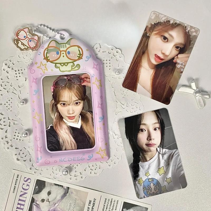 Original Design Summer Cheery Smoothie PVC Picture Frames with Chain Cute Ice Cream Photocard Holder for 3 Inch Kpop Card 2025