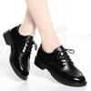 Fashion British Style Lace-up Cowhide Patent Leather Black Shoes High Heels 2024 Autumn Fashion Elegant Women Thick Heels Commuting