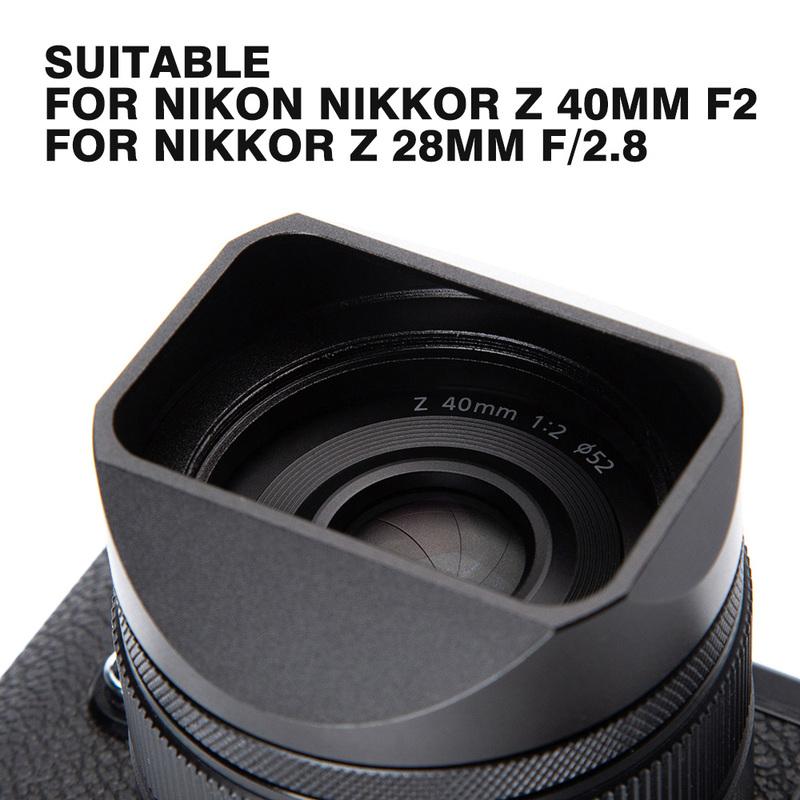Camera Lens Hood Z40F2 28 F2.8 Metal Screw-in Lens Hood for Nikon Nikkor Z28 F2.8SE Z 40 F2SE/Z 40mm F2 Lens Cap Replaces LH-N52