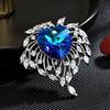 Women's Fashion Luxury Exquisite Blue Heart Brooch Creative And Personalized Design Brooch Dress Suit Accessories