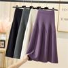 2022 New Autumn And Winter Mid-length Solid Color A-line Skirt Casual All-match Knitted Pleated Half-length Skirt Women