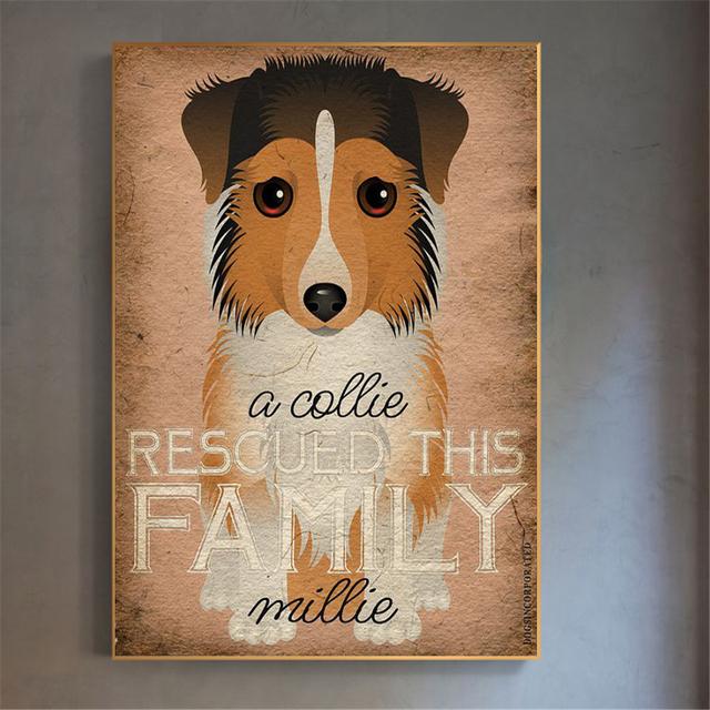 Подвесной настенный художественный ретро постер с собакой, холст, картина, спасенная семья, животные, настенные панно для гостиной, домашний декор, детский подарок