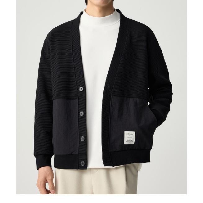 Простой стиль осенний мужской вязаный кардиган для молодежи мужской корейский стиль универсальный осенне-зимний пара серый с отложным воротником свитер пальто