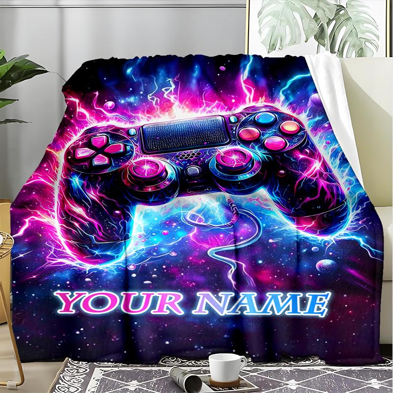 1PC Custom Name Energetic Controller Artwork outdooor Flannel blankets Patterns Throw Blanket All-Season Soft Gift for Couch, Bed, Camping gifts