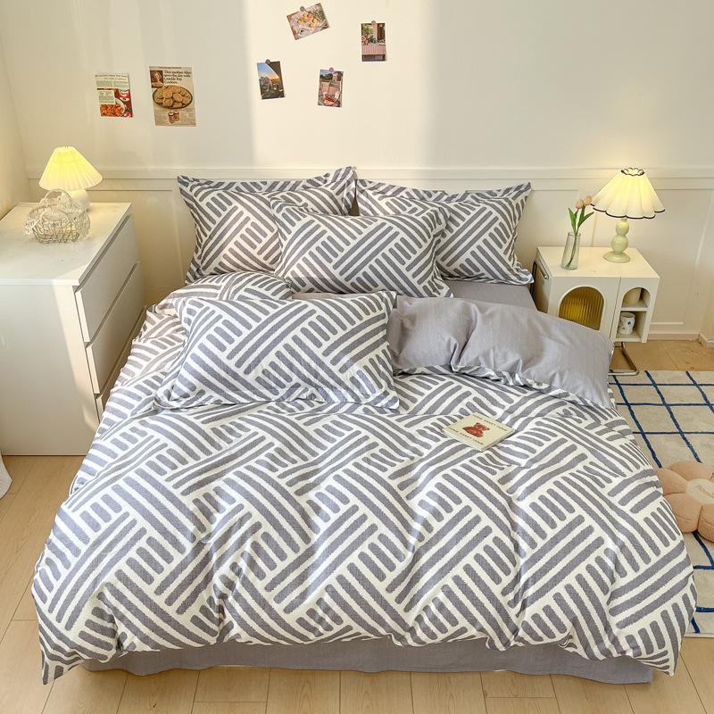 Комплект из четырех предметов, пододеяльник из чистого хлопка, простыня из хлопка, комплект из трех предметов для односпальной кровати в общежитии