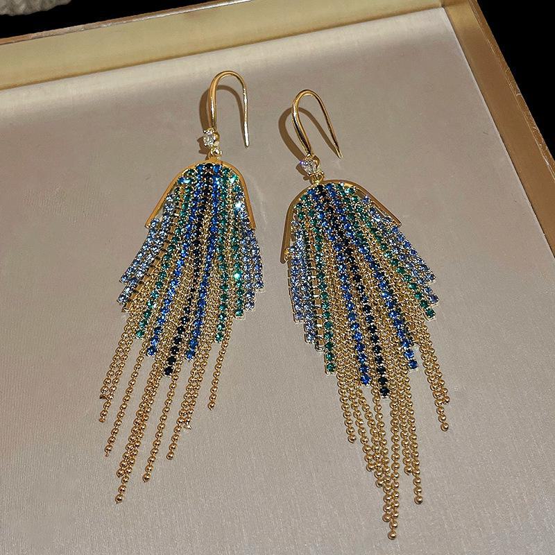 Серебряные серьги-кисточки в форме U с жемчугом и бриллиантами: Элегантная, высококачественная мода для женщин