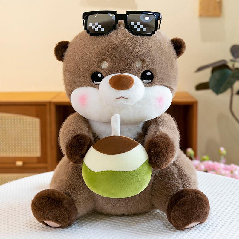 Adorable Coconut Drinking Sloth Capybara Plush Toy Soft Stuffed Animal Gift For Birthdays