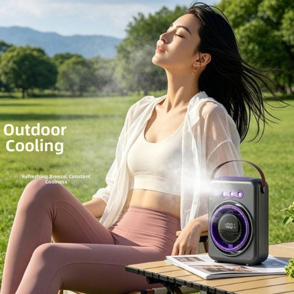 Triple-Hole Desktop Humidifying Fan 100-Speed Adjustment Mini Air Cooler Outdoor Tent