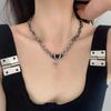 iF ME Wrapped Obsidian Cross Necklace Y2K Silver Clavicle Chain Choker for Women Jewelry Accessories
