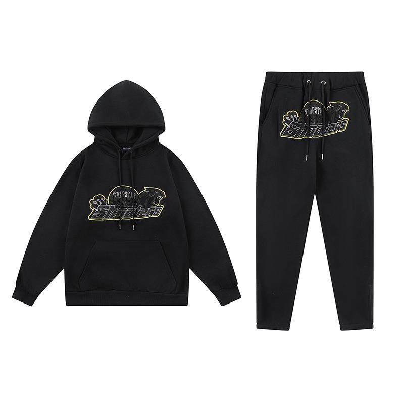 Худи Trapstar Желтая Линия с Вышивкой Головы Тигра Свободный Флисовый Спортивный Костюм Молодые Мужчины