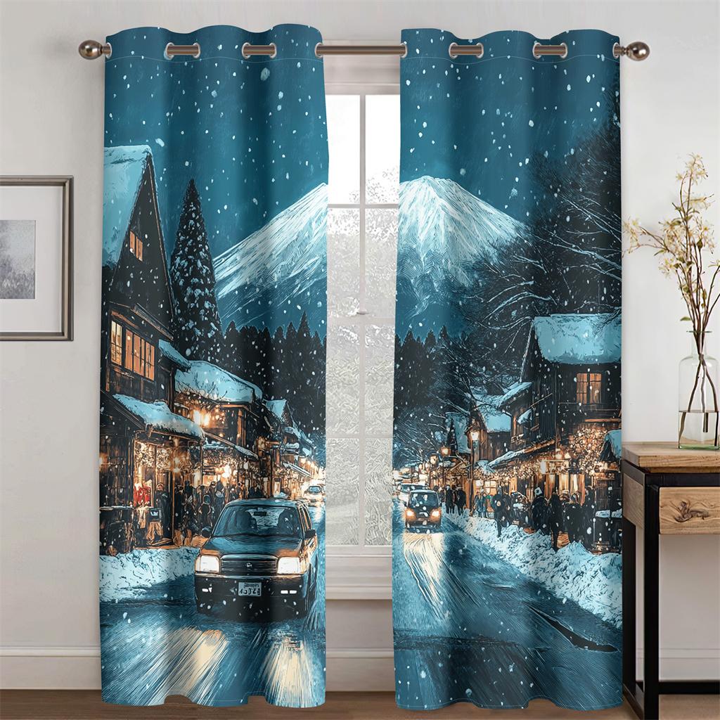 3D сверкающие шторы Fuji Mountain Romantic Joy подходят для спальни, гостиной, кухни, декора, новые поступления, ограниченное по времени предложение, 2 шт.