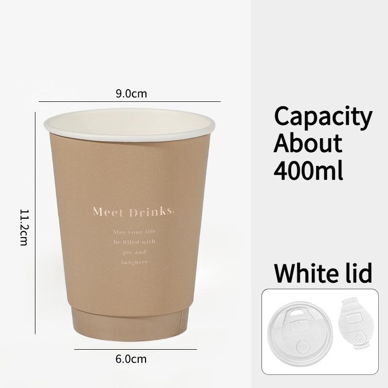 Environmentally Friendly Thickened Paper Cup Hot Stamping Coffee Cups Anti Scalding Hot Drink Cup with Lid Sealed Anti-seepage Disposable Cups