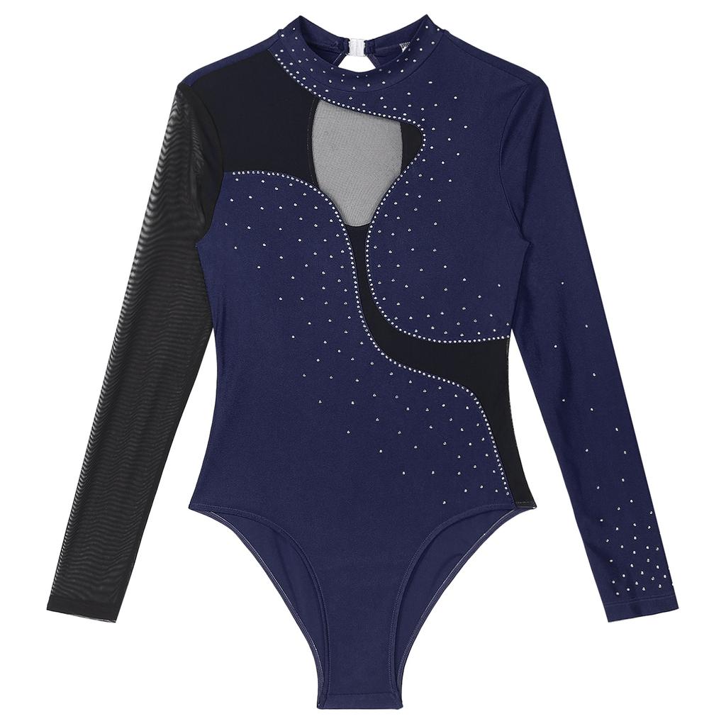 Гимнастический трико для фигурного катания, комбинезон с длинными рукавами, боди для балета и танцев, топ, женская спортивная одежда, топы