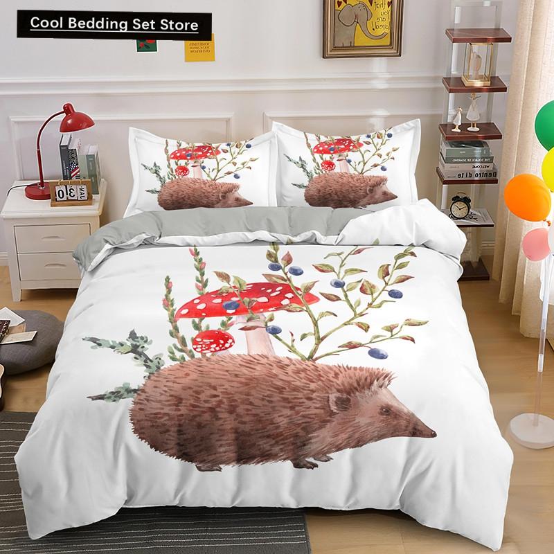 Пододеяльник с изображением ежа King Queen 3D Lovely Animal Комплект постельного белья для детей, подростков, взрослых, дикая природа, пододеяльник, наволочка, детские подарки