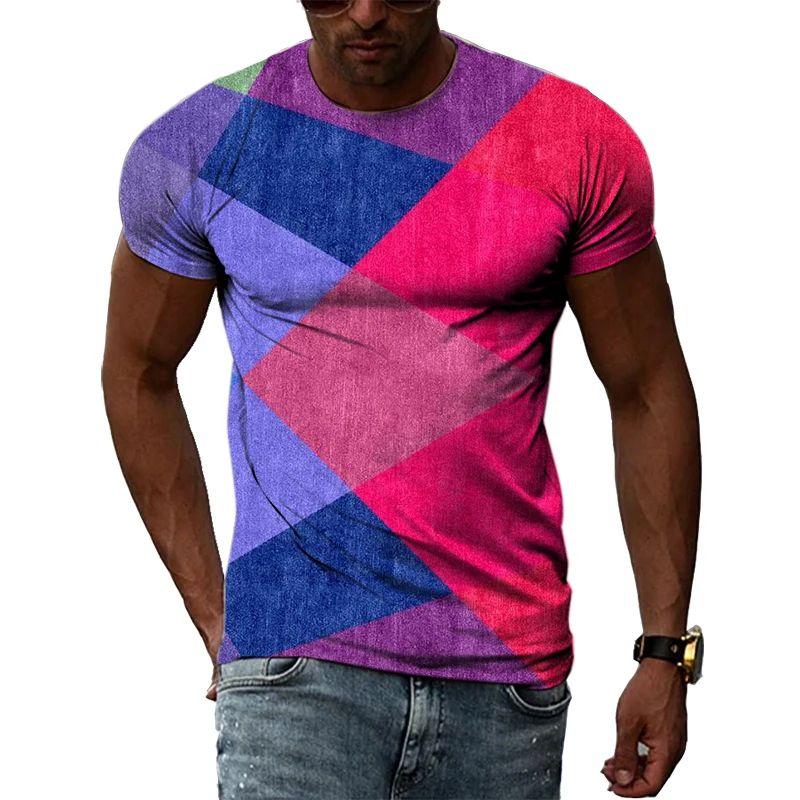 Летняя мужская повседневная модная футболка с нерегулярным узором с 3d принтом и круглым воротником с коротким рукавом, уличная свободная одежда больших размеров, дышащий топ