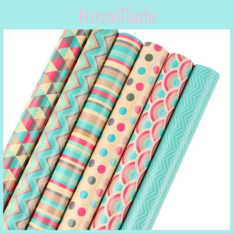 Gift Wrapping Paper Set With Geometry Design For Valentines Day And Birthdays