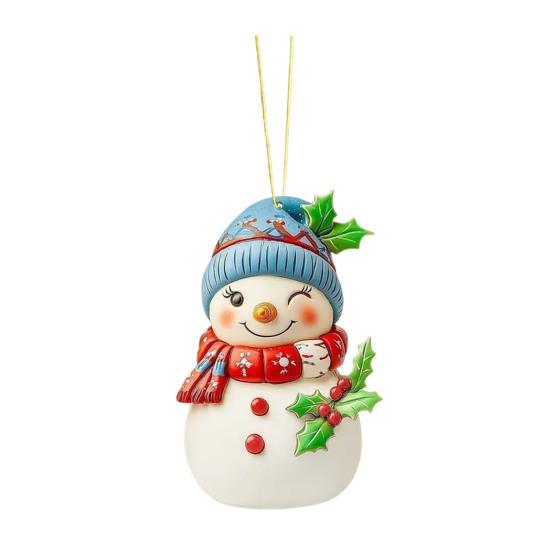 Christmas Ornament Snowman Pendant Acrylic Car Hanging Decoration Winter Xmas Tree Decoration Festive Gift Decor