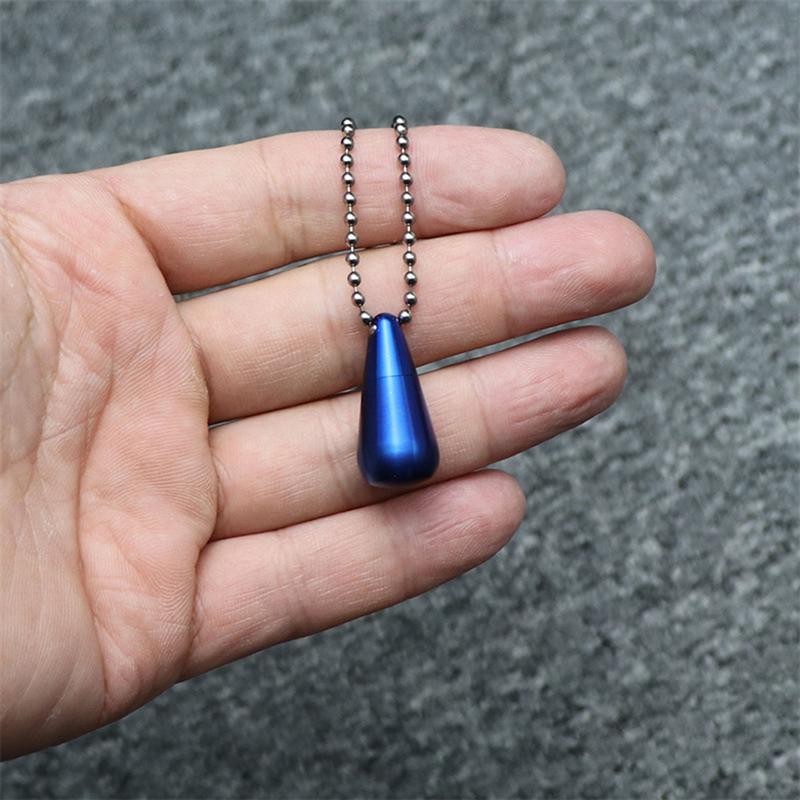 1Pc Mini Medicine Pill Box Pure Titanium Waterdrop Pendant Small Pill Bottle Portable Waterproof Tablet Container